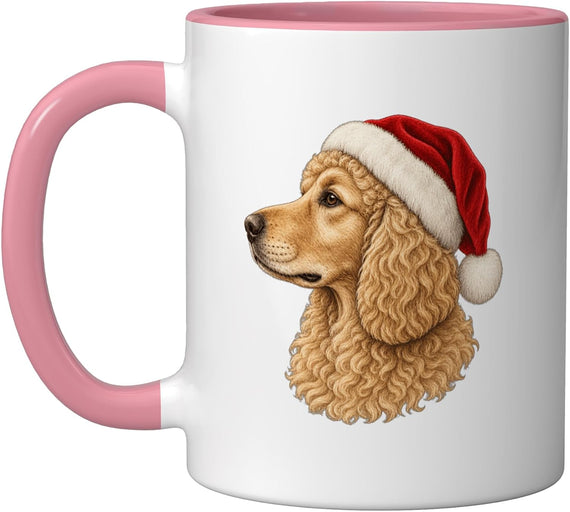 Golden Doodle Santa Hat Christmas Dog Portrait Ceramic Mug