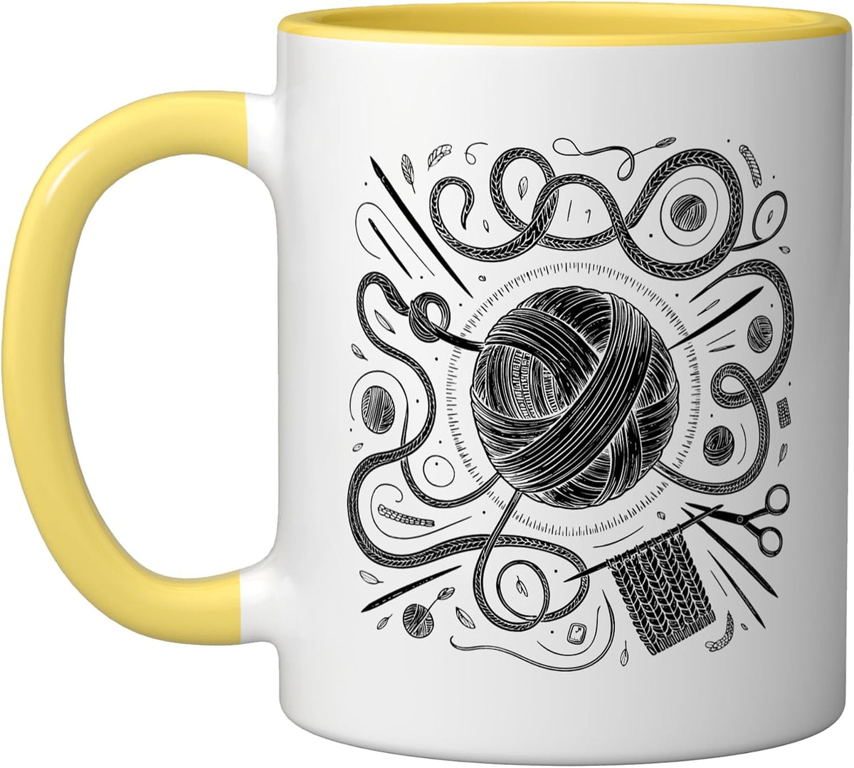 Knitter Vintage Badge Yarn Needles Craft Lover Ceramic Mug