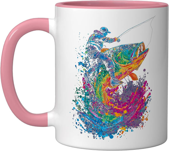 Colorful Bass Fishing Splash Design For Anglers Ceramic Mug