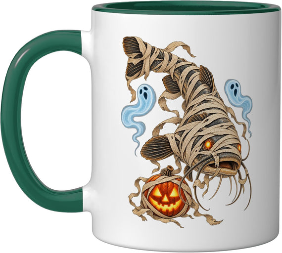 Funny Spooky Catfish Mummy Ghostly Halloween Humor Ceramic Mug