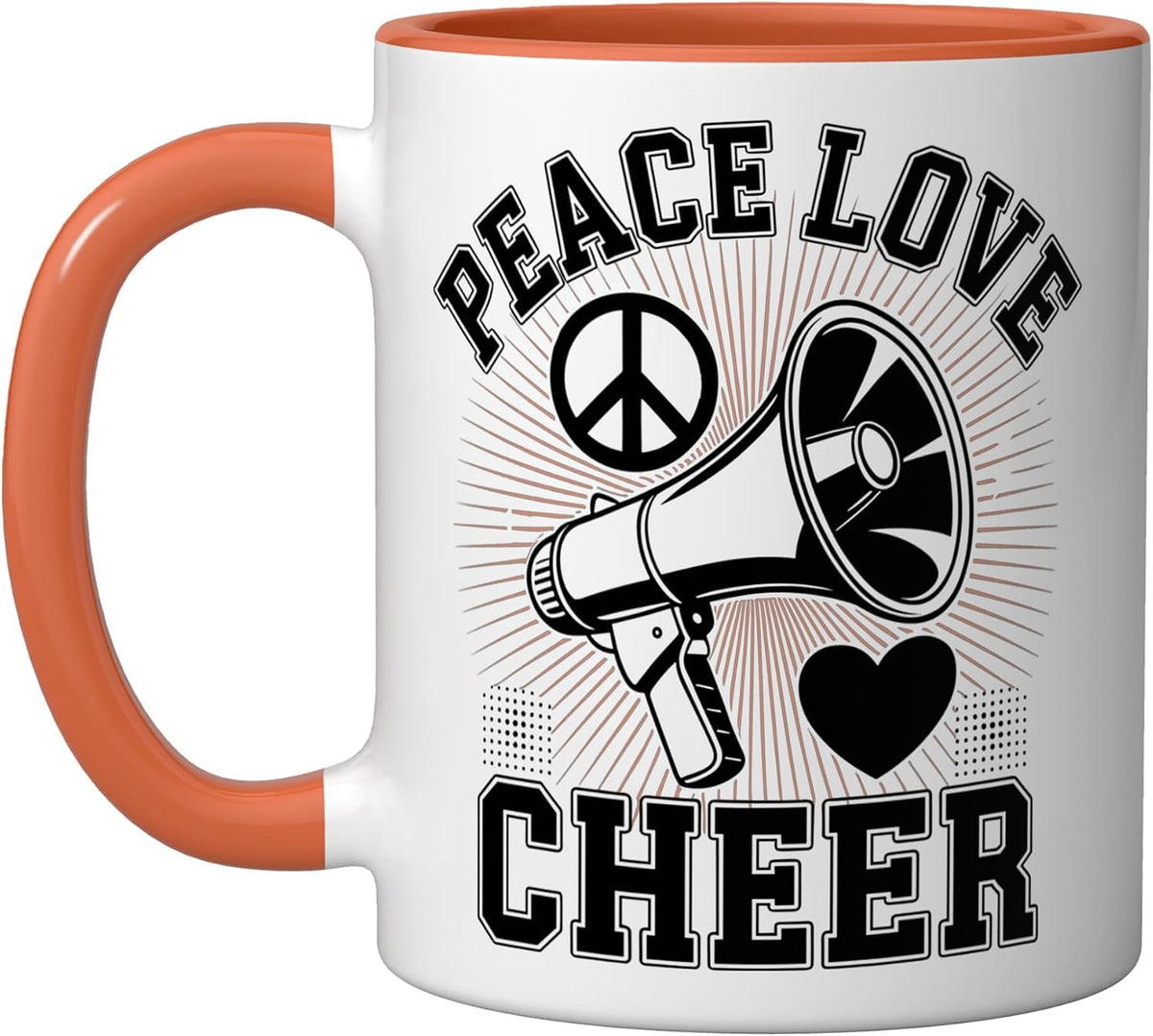 Peace Love Cheer Funny Cheerleading Cheerleader Ceramic Mug
