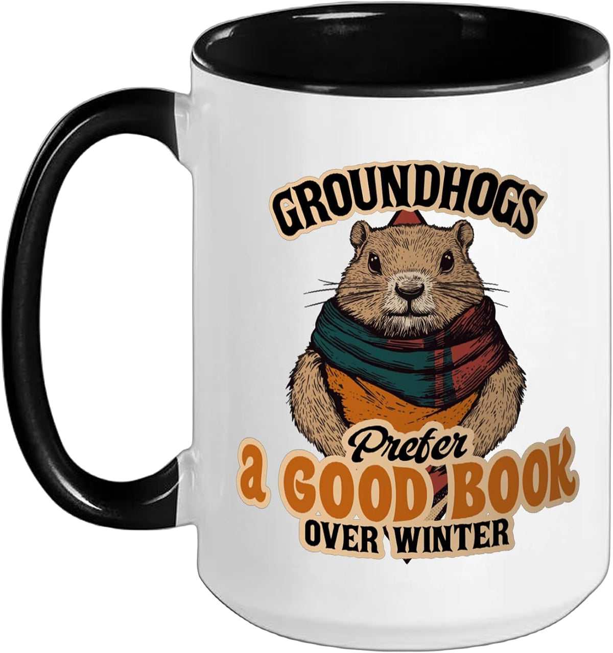 Groundhogs Prefer a Good Book Over Winter Ceramic Mug