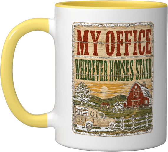 My Office Wherever Horses Stand Farrier Truck Art Ceramic Mug