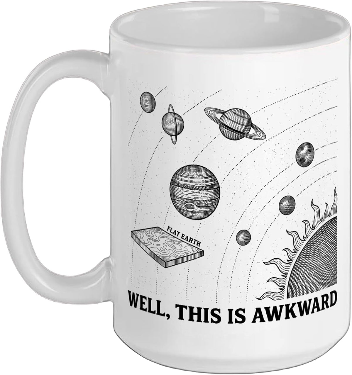Planetary System Flat Earth Joke Funny Astronomy Chart Gag Ceramic Mug