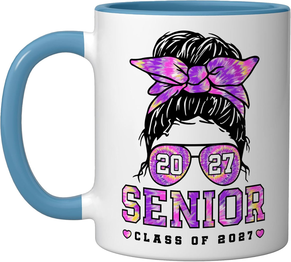Class Of 2027 Senior Coquette Bow Messy Hair 27 Graduation Ceramic Mug