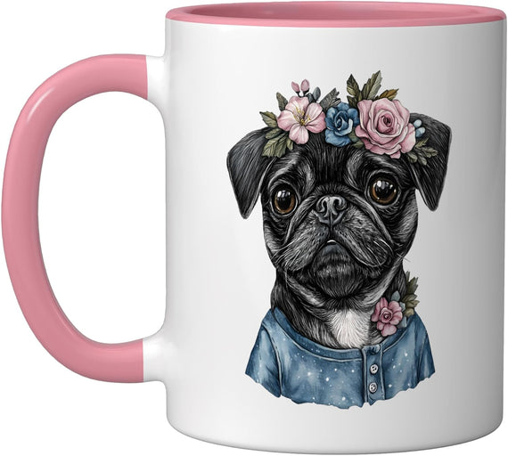 Pug Lover Colorful Portrait Dog Animal Cute Pug Owner Ceramic Mug
