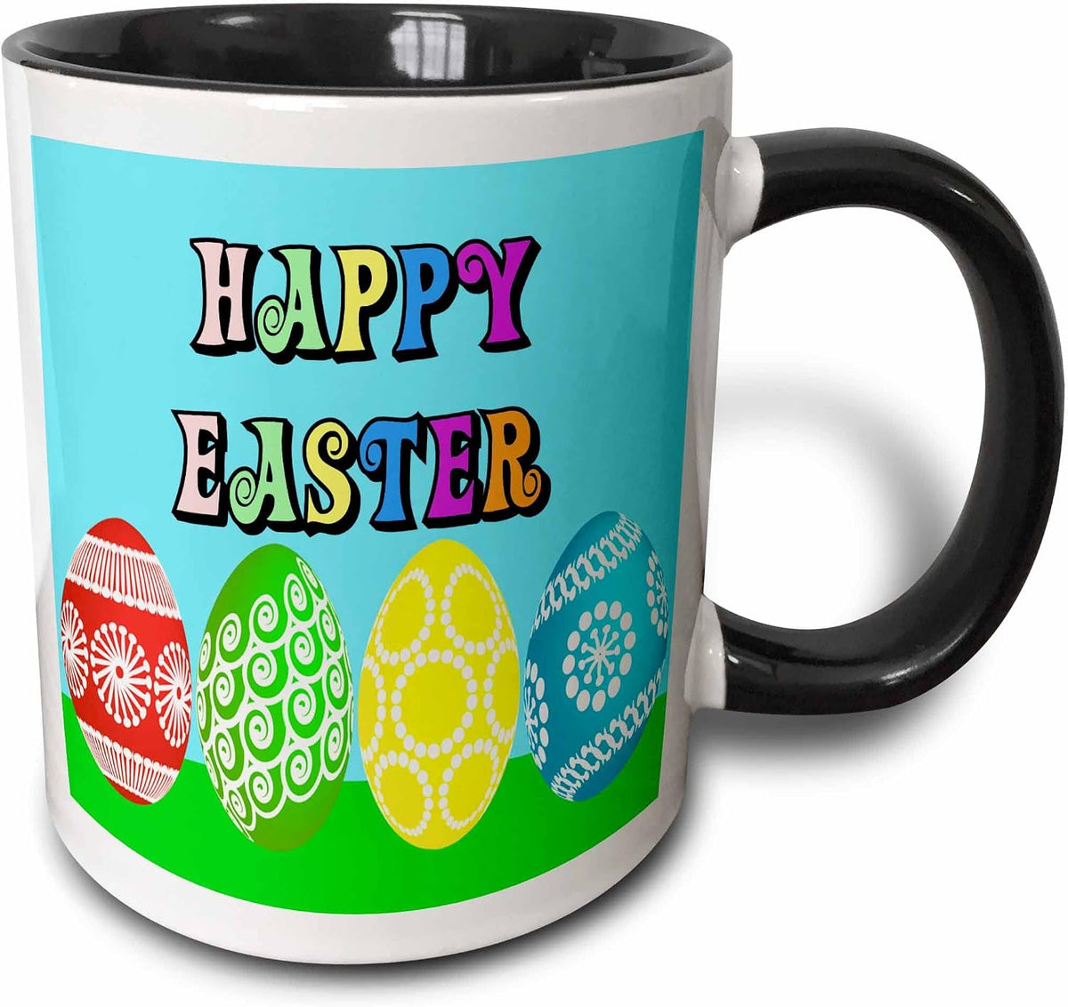 Colorful Easter Greeting And Eggs Ceramic Mug