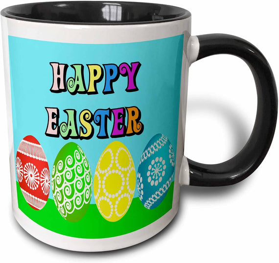 Colorful Easter Greeting And Eggs Ceramic Mug