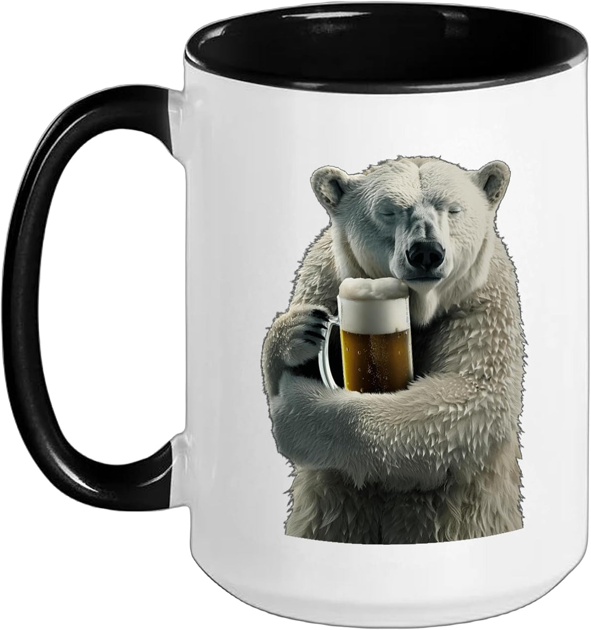 Polar Bear Holding Beer Funny Ceramic Mug