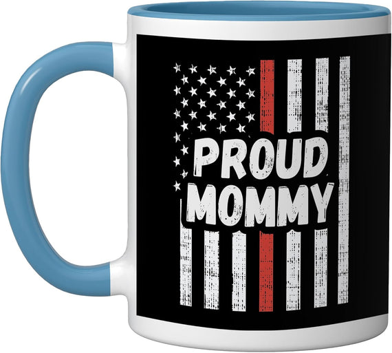 Proud Mommy Thin Red Line Flag Ceramic Mug