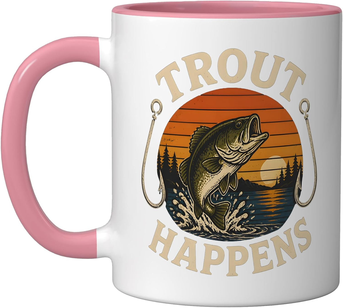 Trout Fishing Outdoors Bass Angler Fisherman Nature Sunset Ceramic Mug
