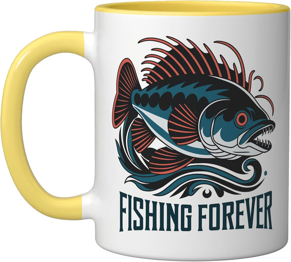 Fishing Forever Angler Fish Design For Fishermen Ceramic Mug