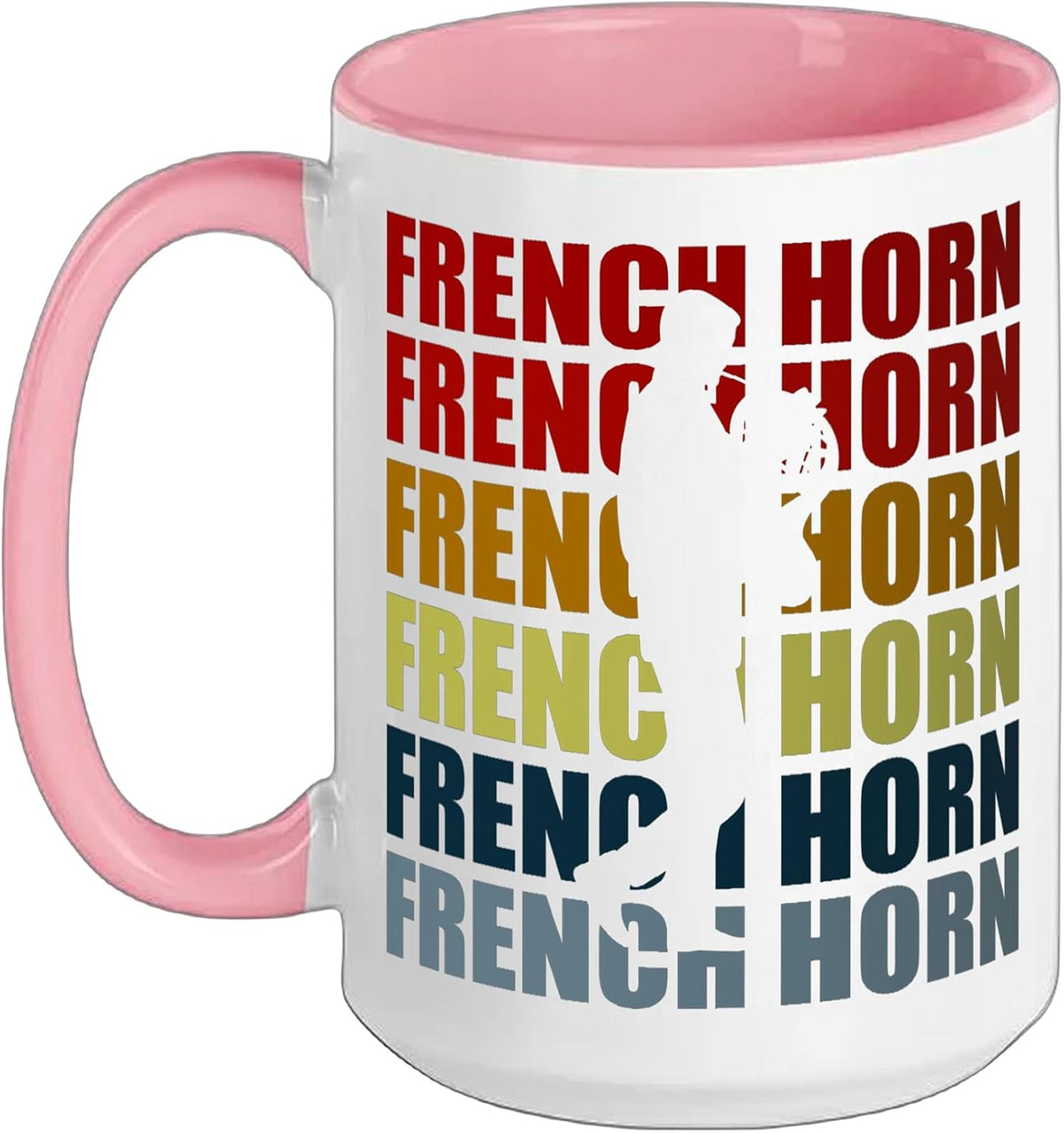 Retro French Horn Player Brass Instrument Ceramic Mug