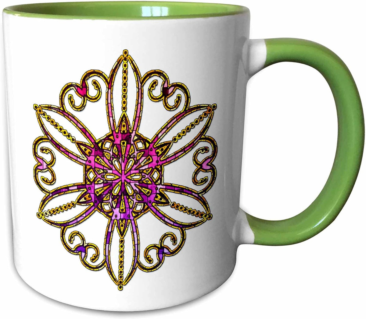 Yellow, Pink, & Purple Stained Glass Effect Ceramic Mug