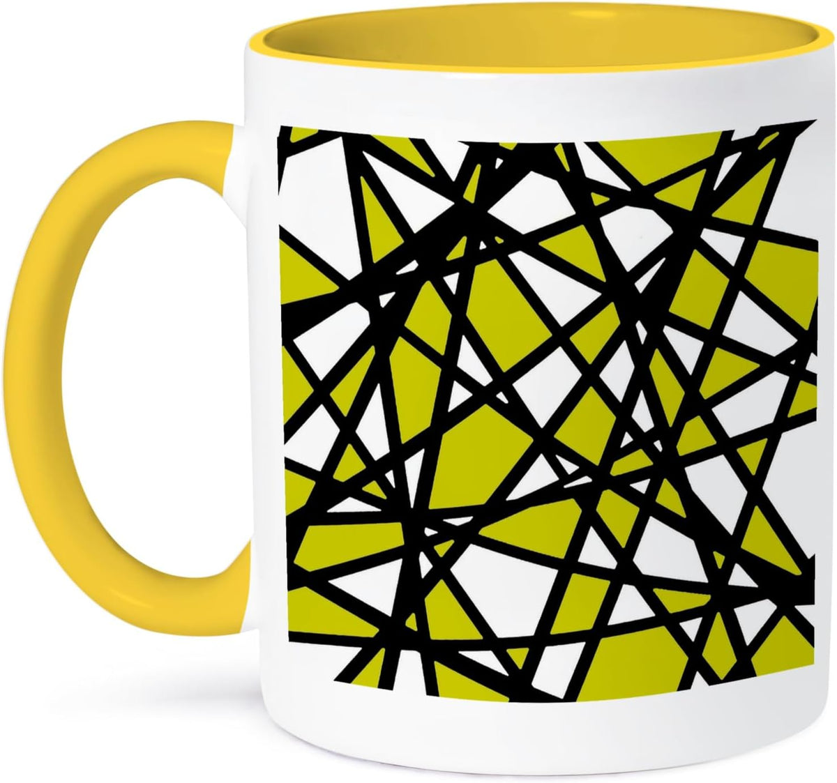 Green Black Abstract Geometric Lines Ceramic Mug