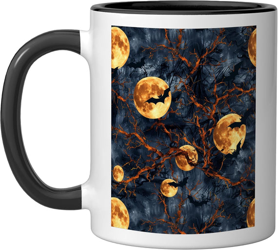 Eerie Mystical Spooky Forest Subtle Gothic Halloween Bat Ceramic Mug