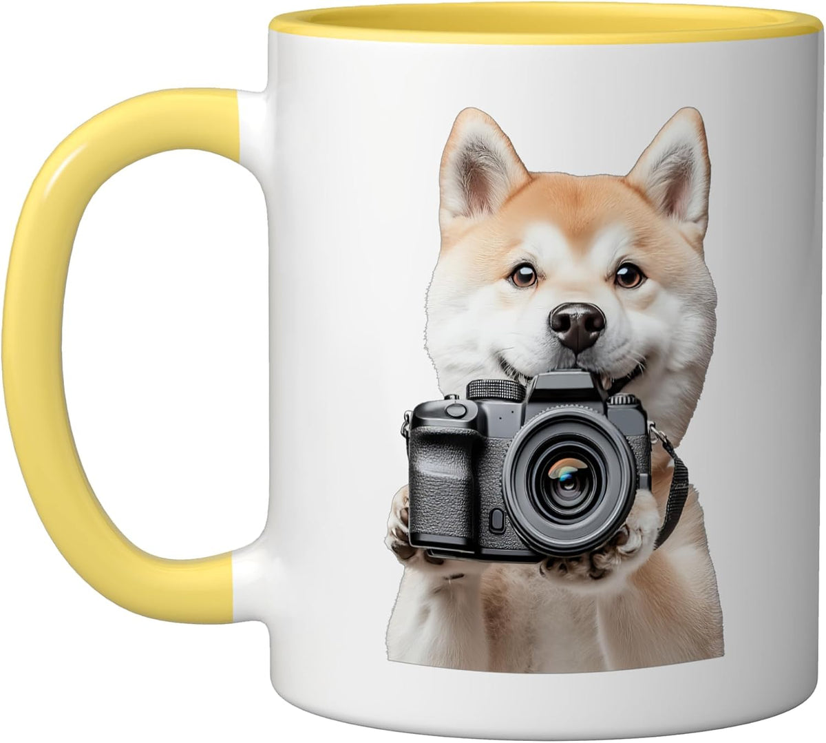 Shiba Inu Photographer Dog Holding Camera Ceramic Mug