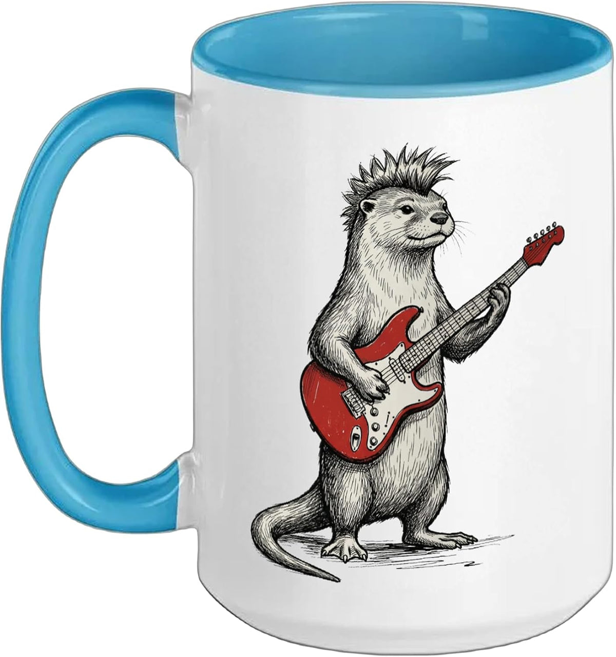 Otter Playing Guitar Rock & Roll Otters Rocker Music Ceramic Mug