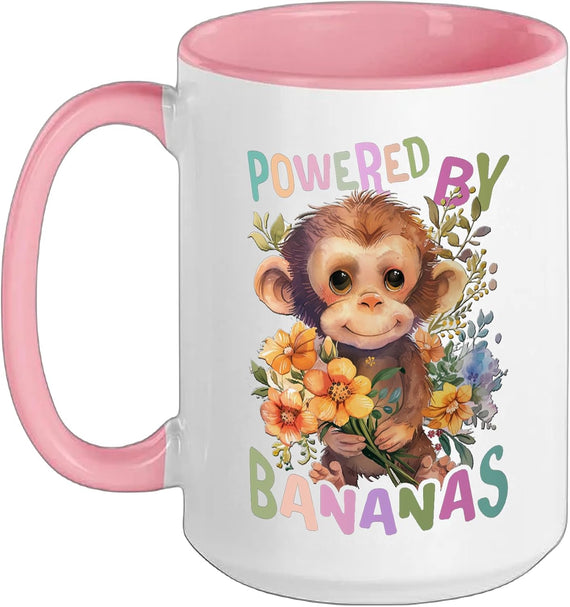 Baby Monkey With Flowers Powered Banana Ape Monkeys Ceramic Mug