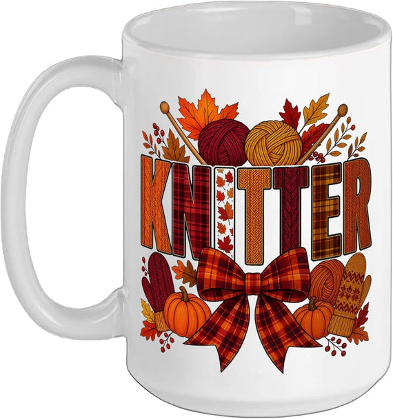 Fall Knitter Autumn Knitting Ceramic Mug