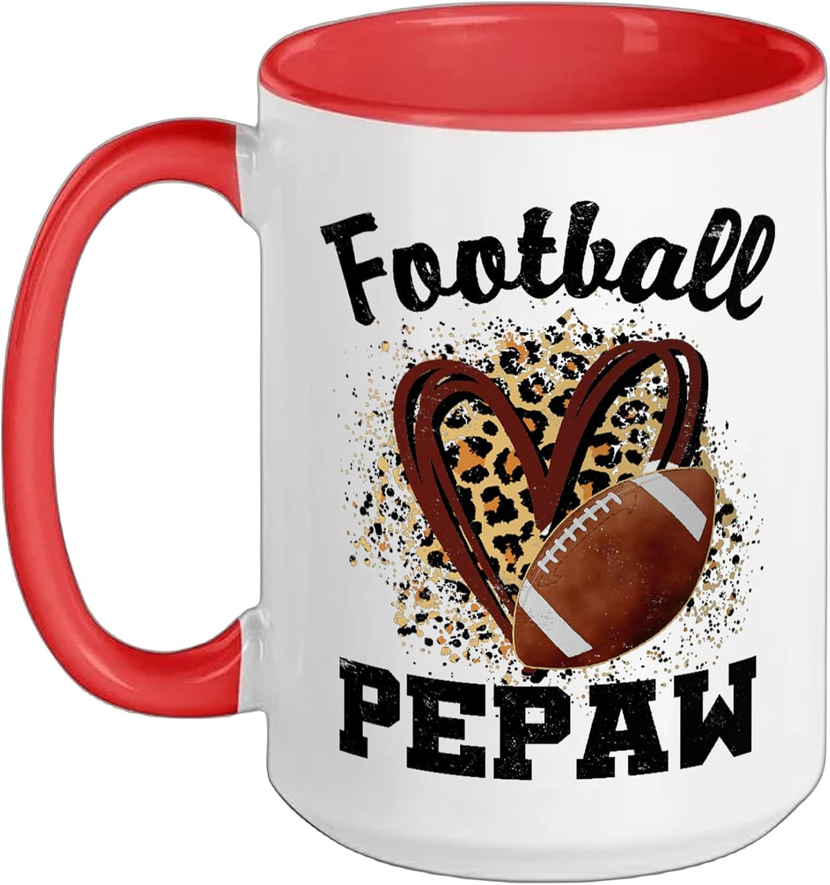 Football Pepaw Heart Leopard Ceramic Mug
