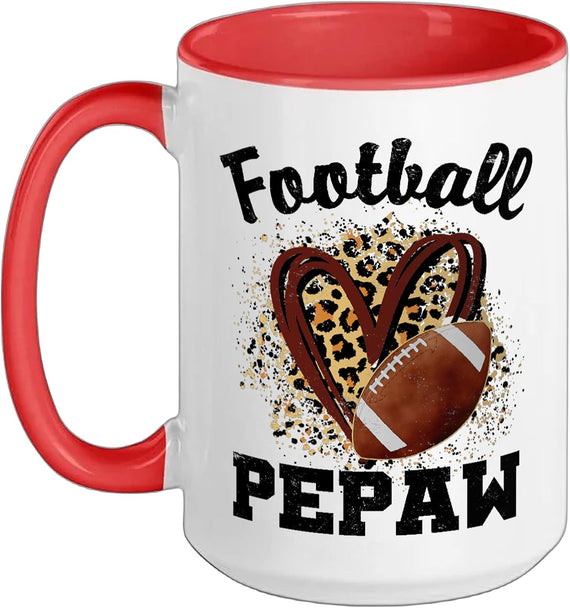 Football Pepaw Heart Leopard Ceramic Mug