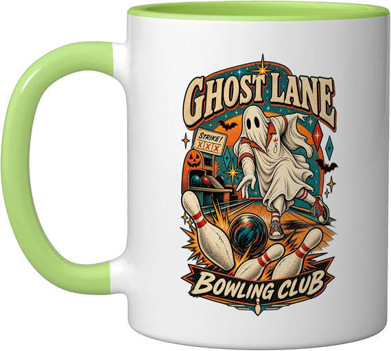 Ghost Lane Bowling Club Spooky Retro Halloween Sports Ceramic Mug