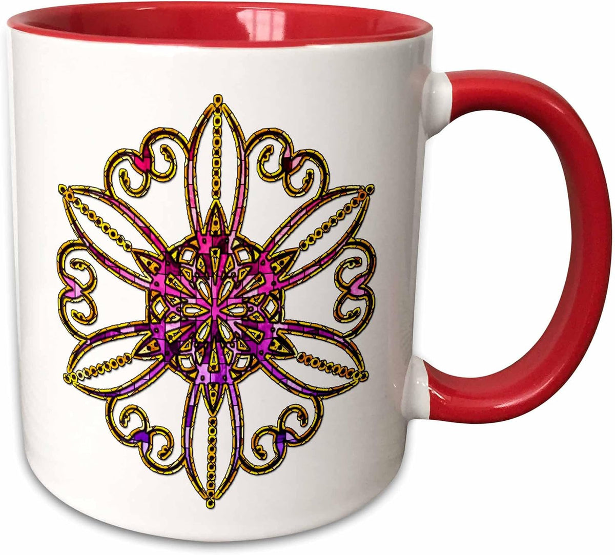 Yellow, Pink, & Purple Stained Glass Effect Ceramic Mug