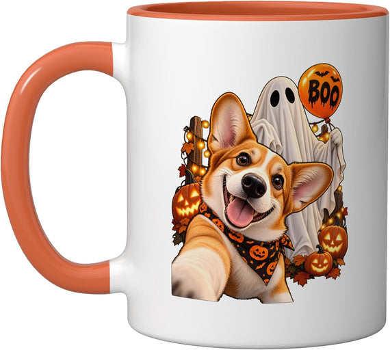 Halloween Dog Ghost Pumpkin Ceramic Mug
