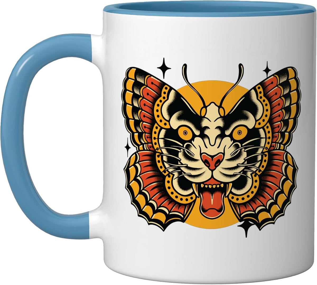 Traditional Tattoo Panther Butterfly Old School Flash Art Ceramic Mug