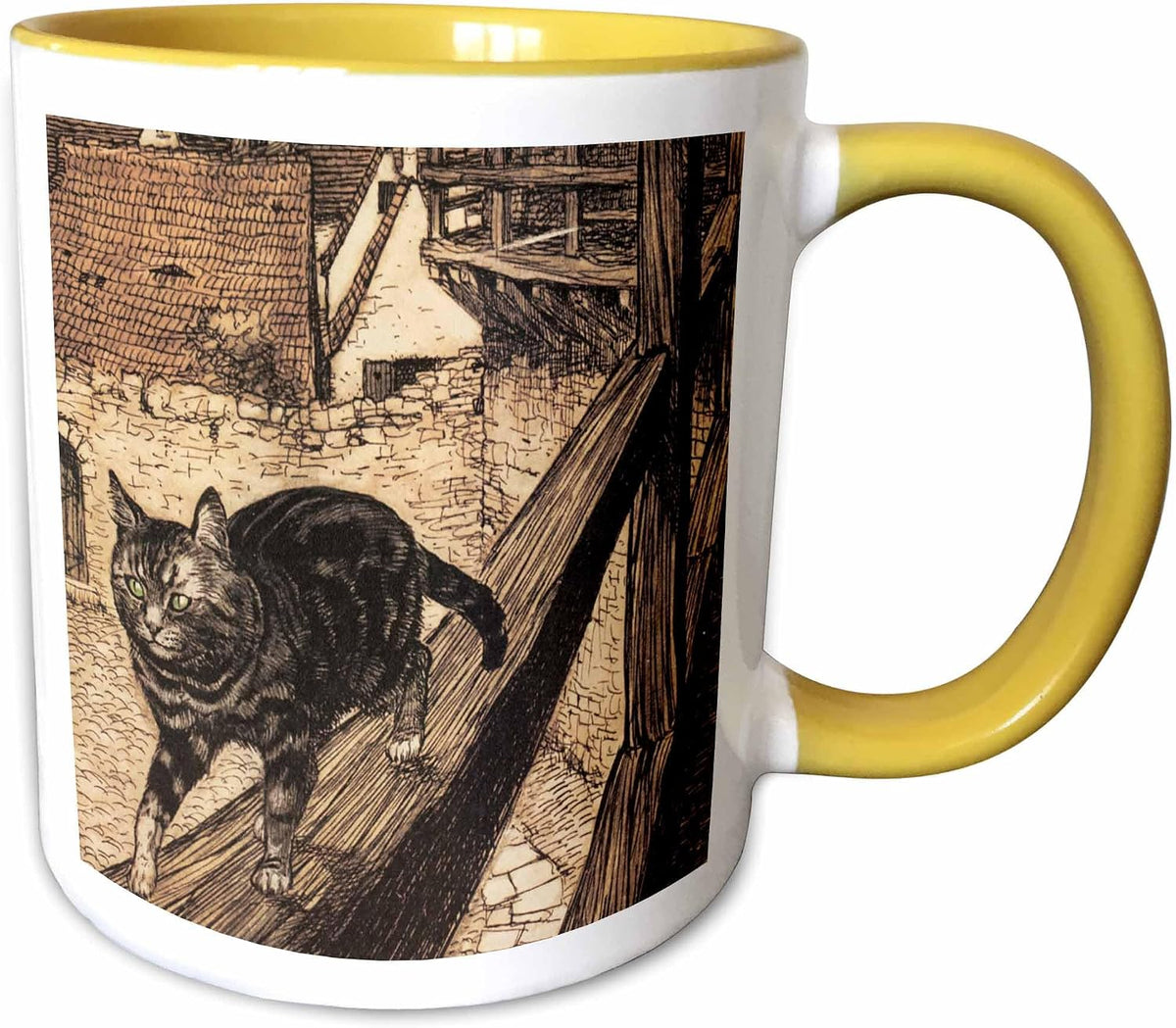 Vintage Cat Walking Animal Art Ceramic Mug