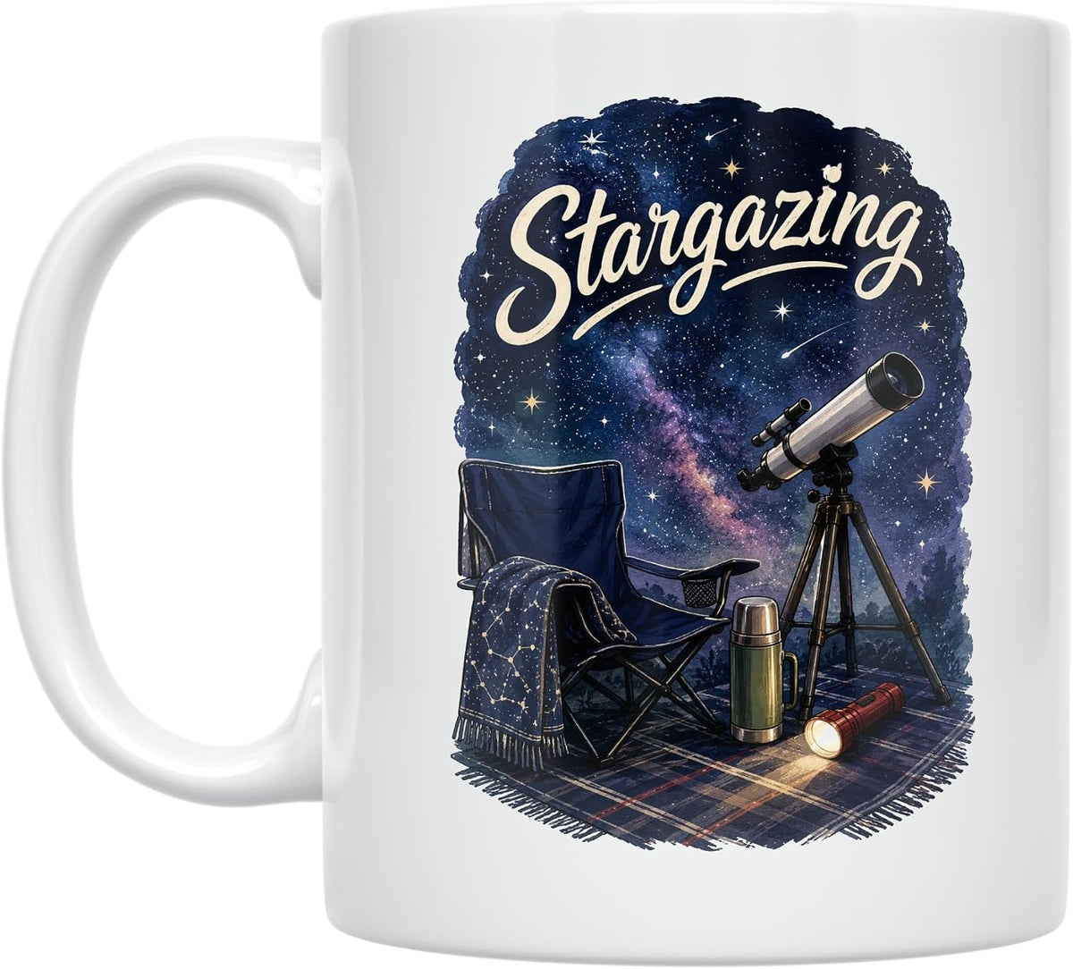 Stargazing Hobby Mug - Astronomy Design - Ceramic Ceramic Mug