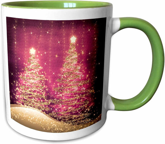 Elegant Christmas Sparkling Trees Rose Ceramic Mug
