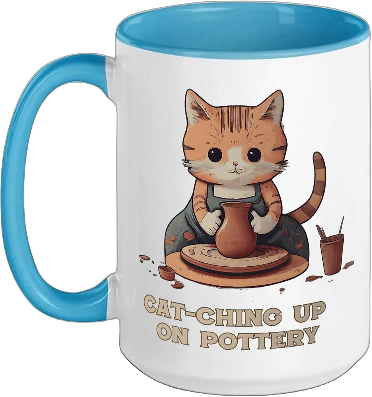 Cat-Ching Up On Pottery Funny Cat Lover Design Ceramic Mug