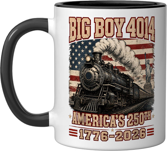 250 Years Big Boy 4014 Train Us Flag Vintage Apparel Ceramic Mug