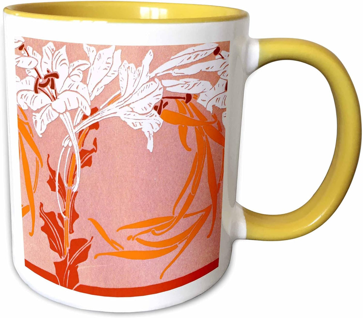 Orange & White Nouveau Art Ceramic Mug