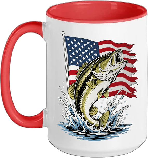 Usa Bass Fishing American Flag Angler Ceramic Mug