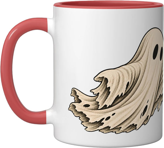 Flying Ghost Ocean Wave Spooky Art Halloween Ceramic Mug