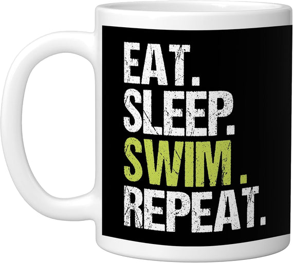 Eat Sleep Swim Repeat Swimmer Christmas Ceramic Mug