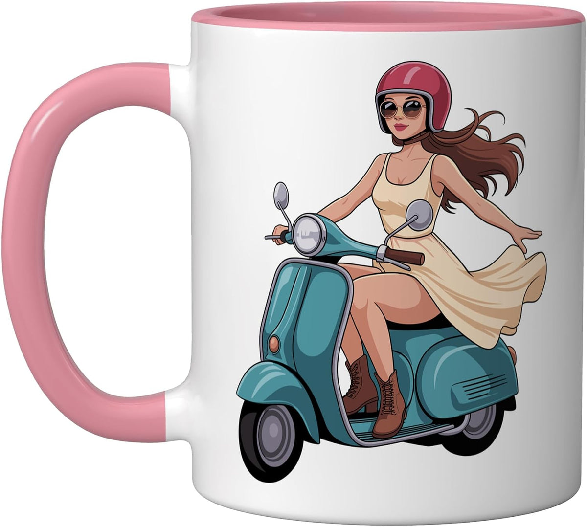 Funny Scooter Art For Women Girls Mom Moped Scooter Riders Ceramic Mug