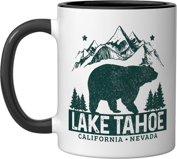 Lake Tahoe Vintage Mountains Bear California Nevada Ceramic Mug