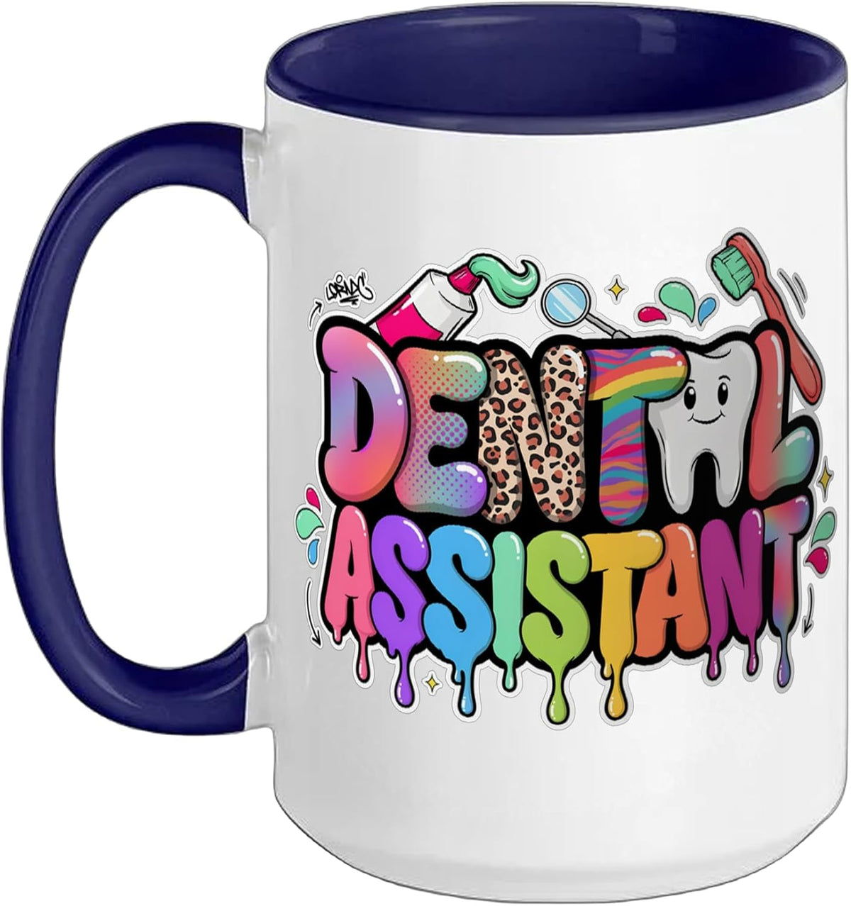 Dental Assistant Colorful Drip Letters Ceramic Mug