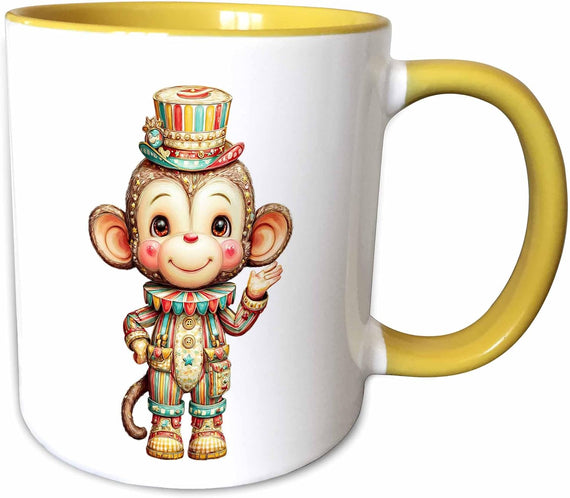 Cute Circus Monkey Illustration Ceramic Mug