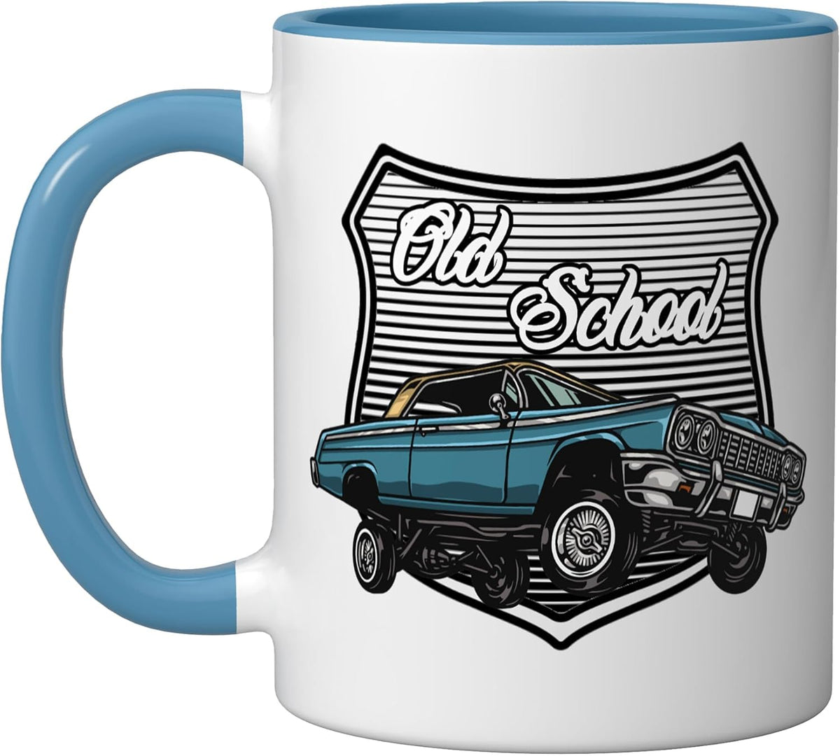 3 Wheelin Lowrider, Chicano Car, Men's Old School Lowrider Ceramic Mug