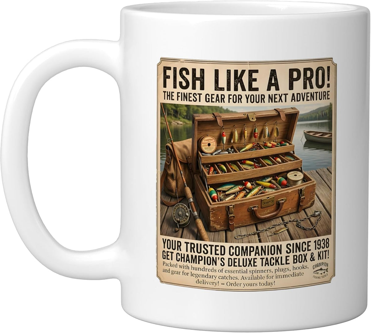 Fishing Retro Tackle Box Bait Advertisement Fish Like A Ceramic Mug