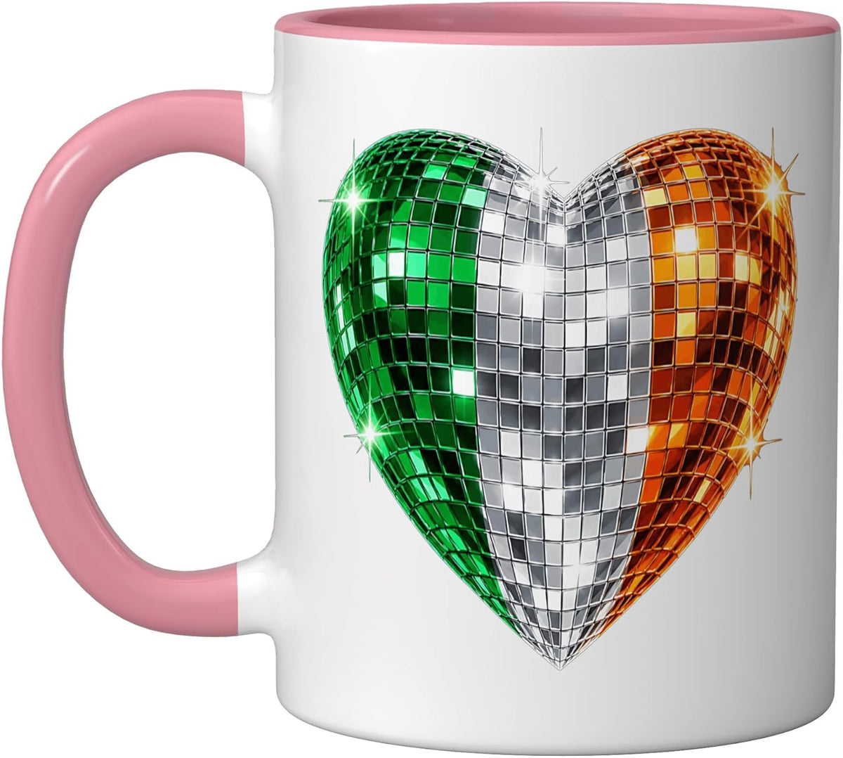 Irish Disco Ball Heart St Patricks Day Party Ceramic Mug