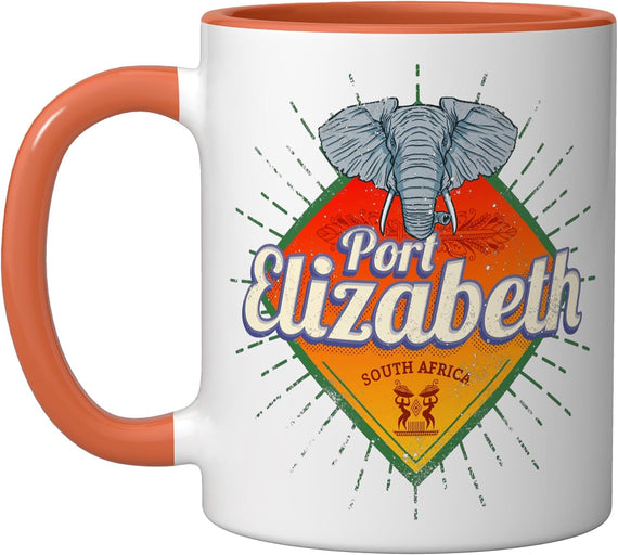 Port Elizabeth In South Africa With Elephant Vintage Ceramic Mug