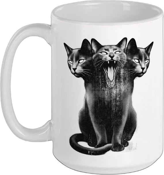 Cat Spooky Scary Halloween Cerberus Goth Horror Ceramic Mug