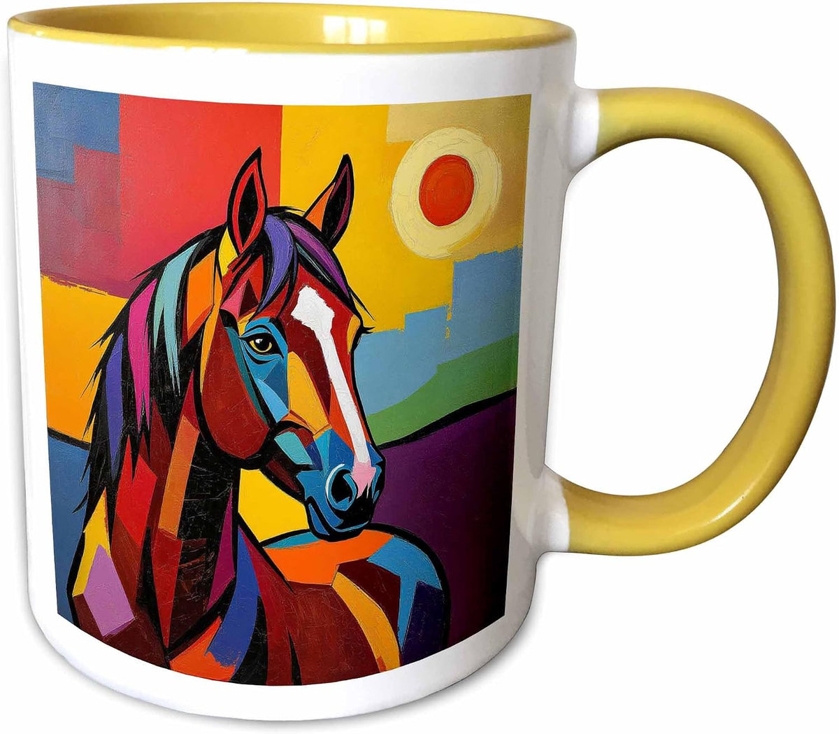 Charming Horse Against Colorful Abstract Ceramic Mug
