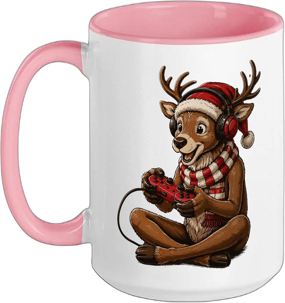 Christmas Reindeer Gamer Cool Santa Gaming Ceramic Mug
